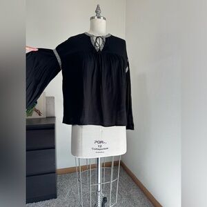 Madewell peasant top, black, XS, long sleeve 💲⬇️